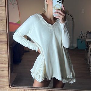 Free People Lace Crew Sweatshirt